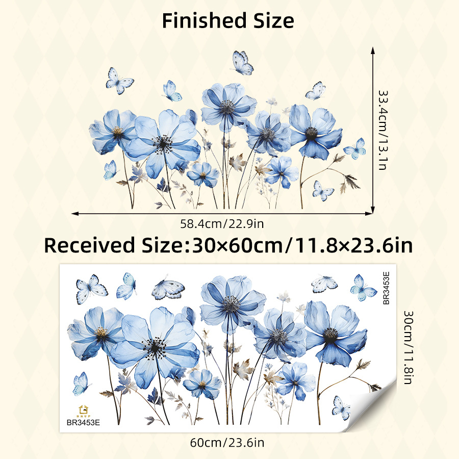Fresh Blue Butterfly & Flower  - Flower Wall Panel 评论和价格