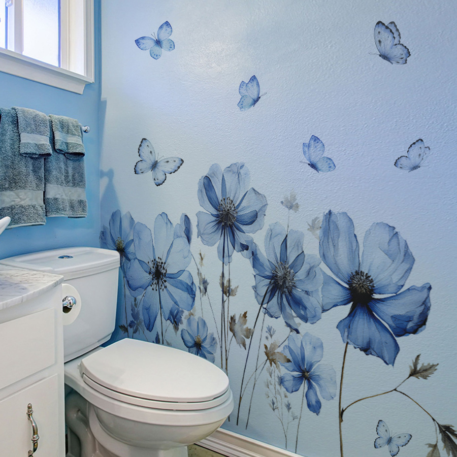 Fresh Blue Butterfly & Flower  - Flower Wall Panel 评论和价格