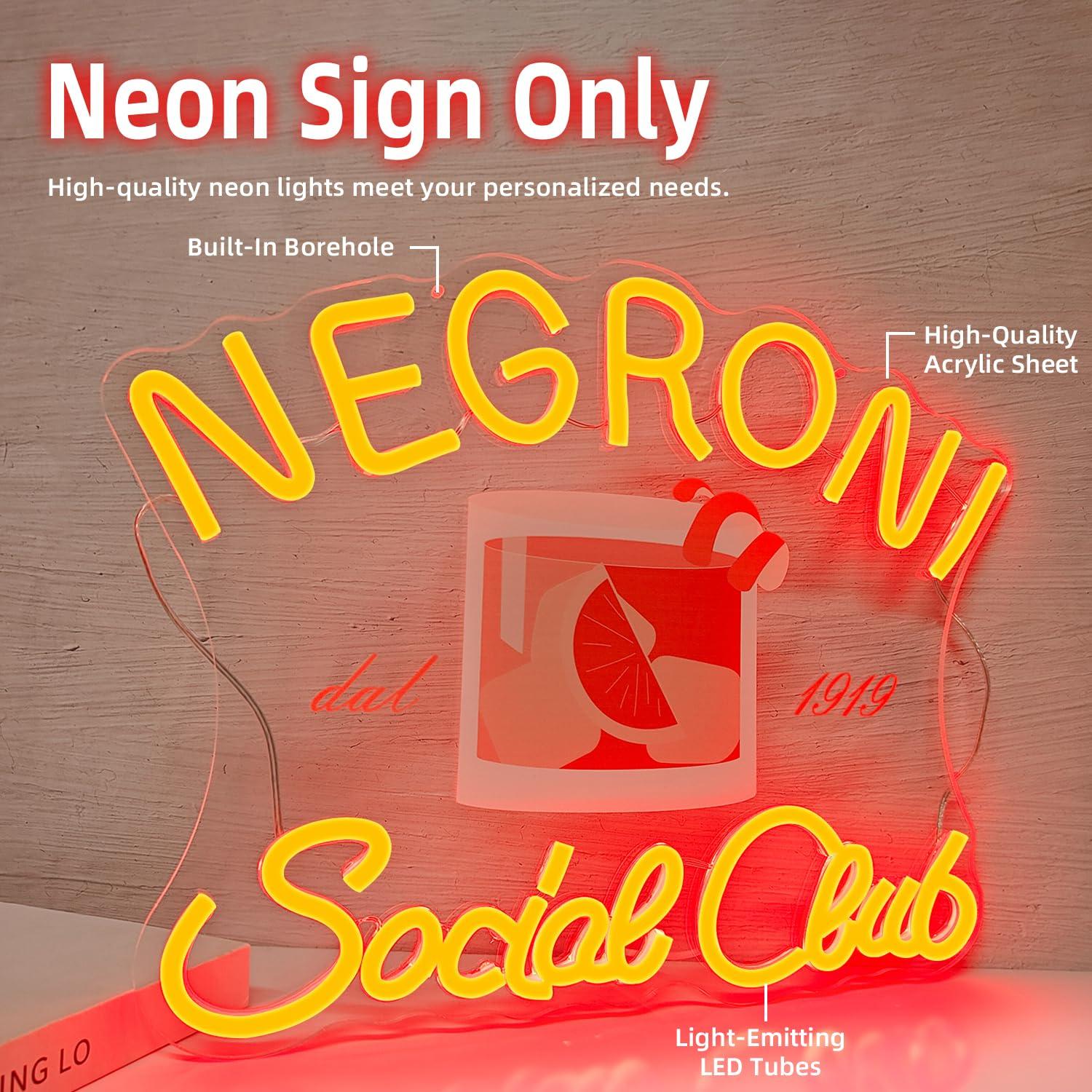 Negroni Social Club Neon Sign  - Neon Sign Party 评论和价格