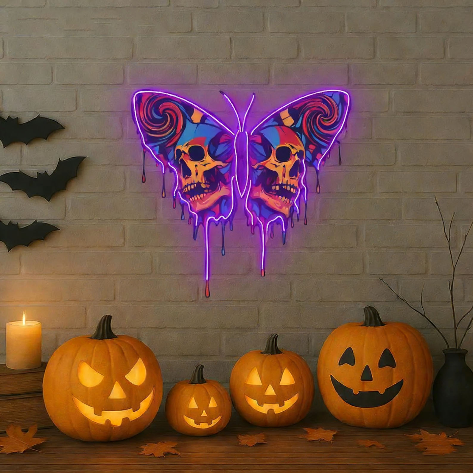 Skull Butterfly Neon Sign,Whim - Neon Sign Party 评论和价格