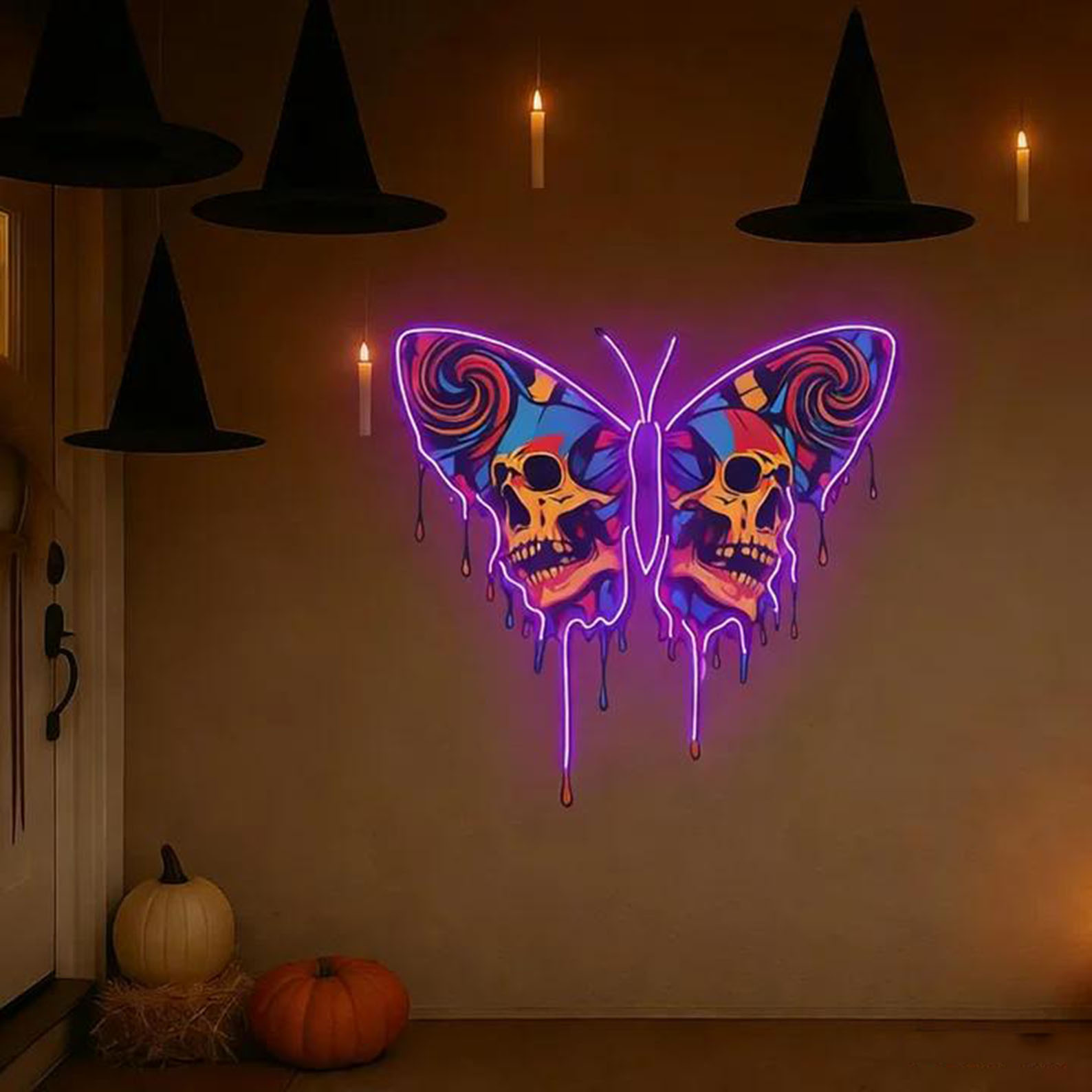 Skull Butterfly Neon Sign,Whim - Neon Sign Party 评论和价格