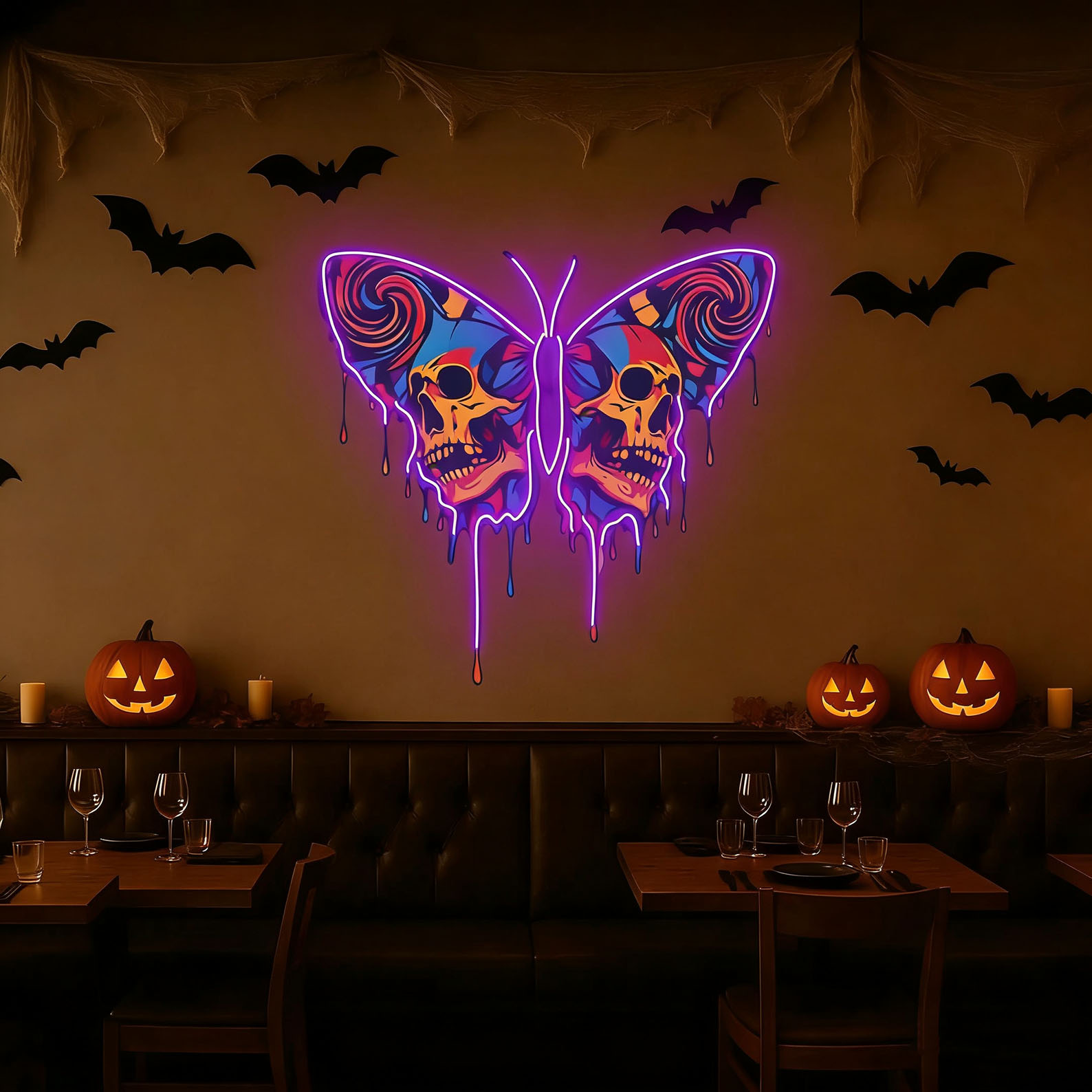 Skull Butterfly Neon Sign,Whim - Neon Sign Party 评论和价格