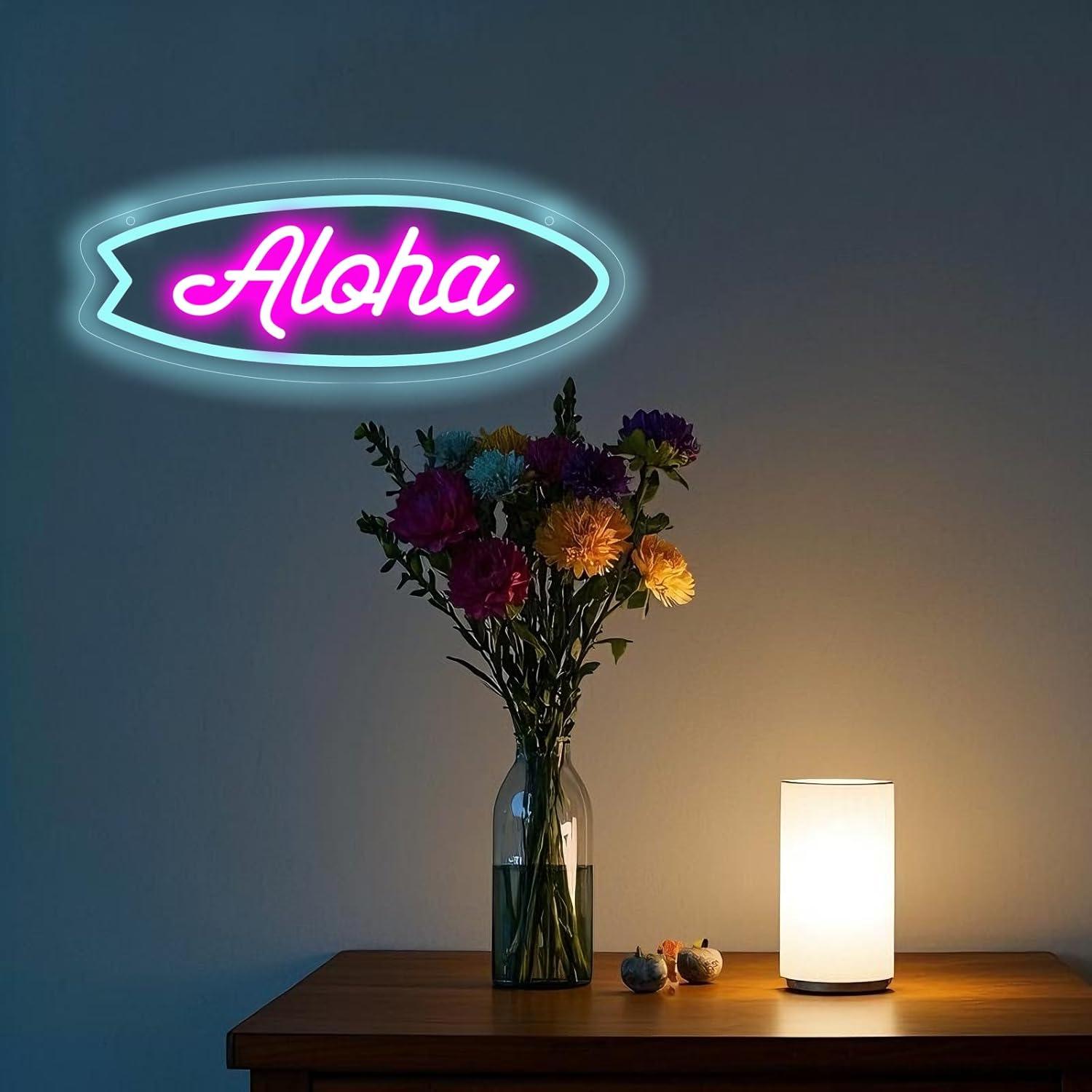 Aloha Surfboard Neon Sign Trop - Neon Sign Party 评论和价格