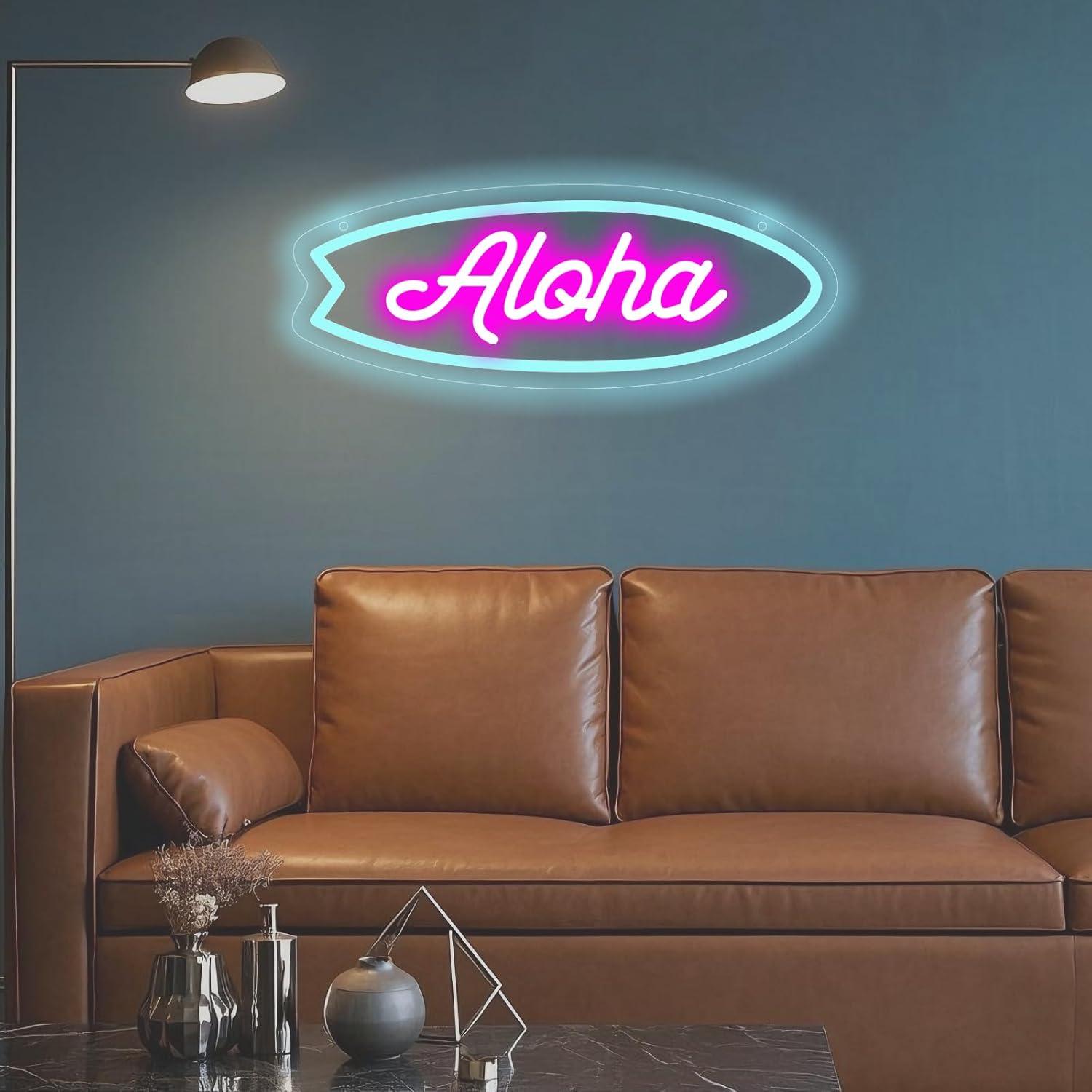 Aloha Surfboard Neon Sign Trop - Neon Sign Party 评论和价格