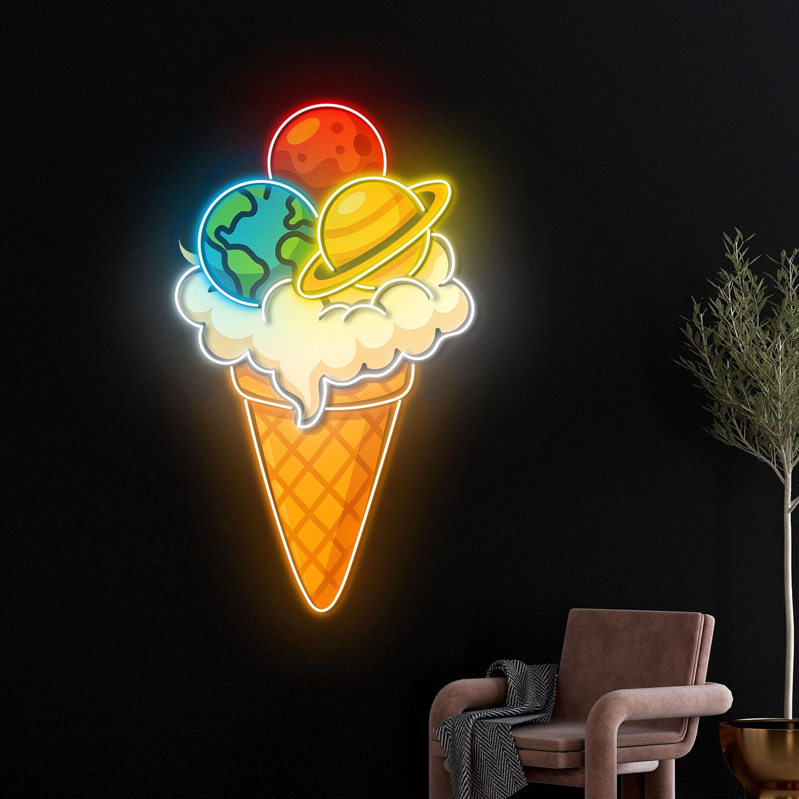 Ice Cream Neon Sign for Wall D - Neon Sign Party 评论和价格
